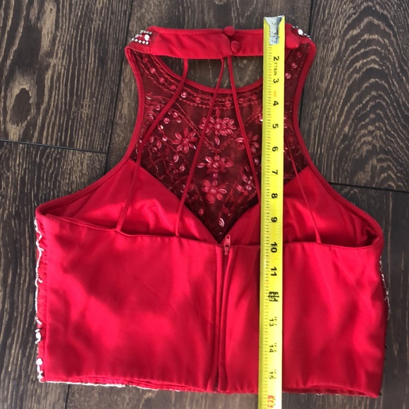 Red 2pc Formal Jeweled Halter Dress Size 7/8 - Picture 9 of 12